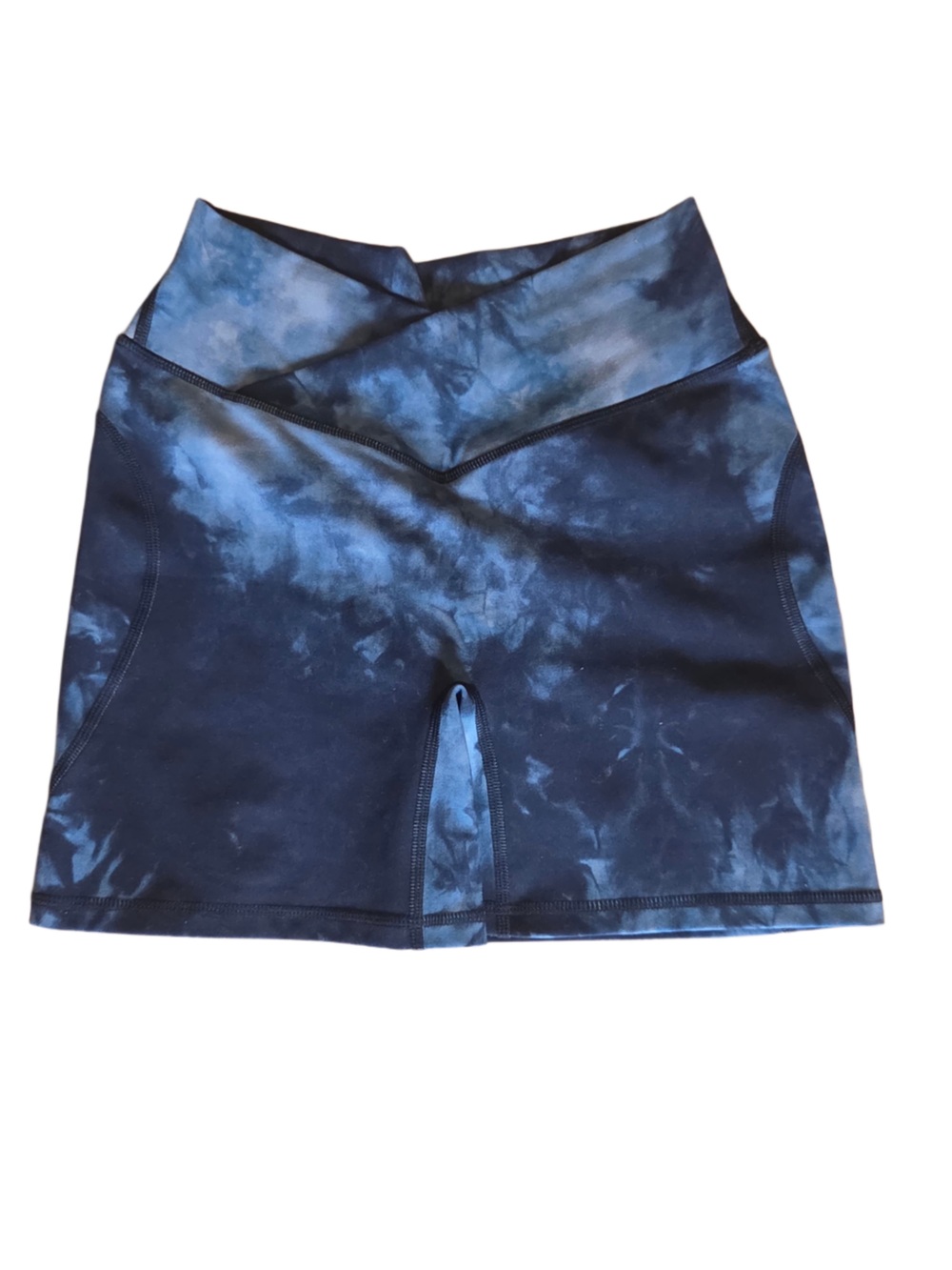 Alphalete Blue Tie-Dye V-Cut High-Waist Athletic Shorts